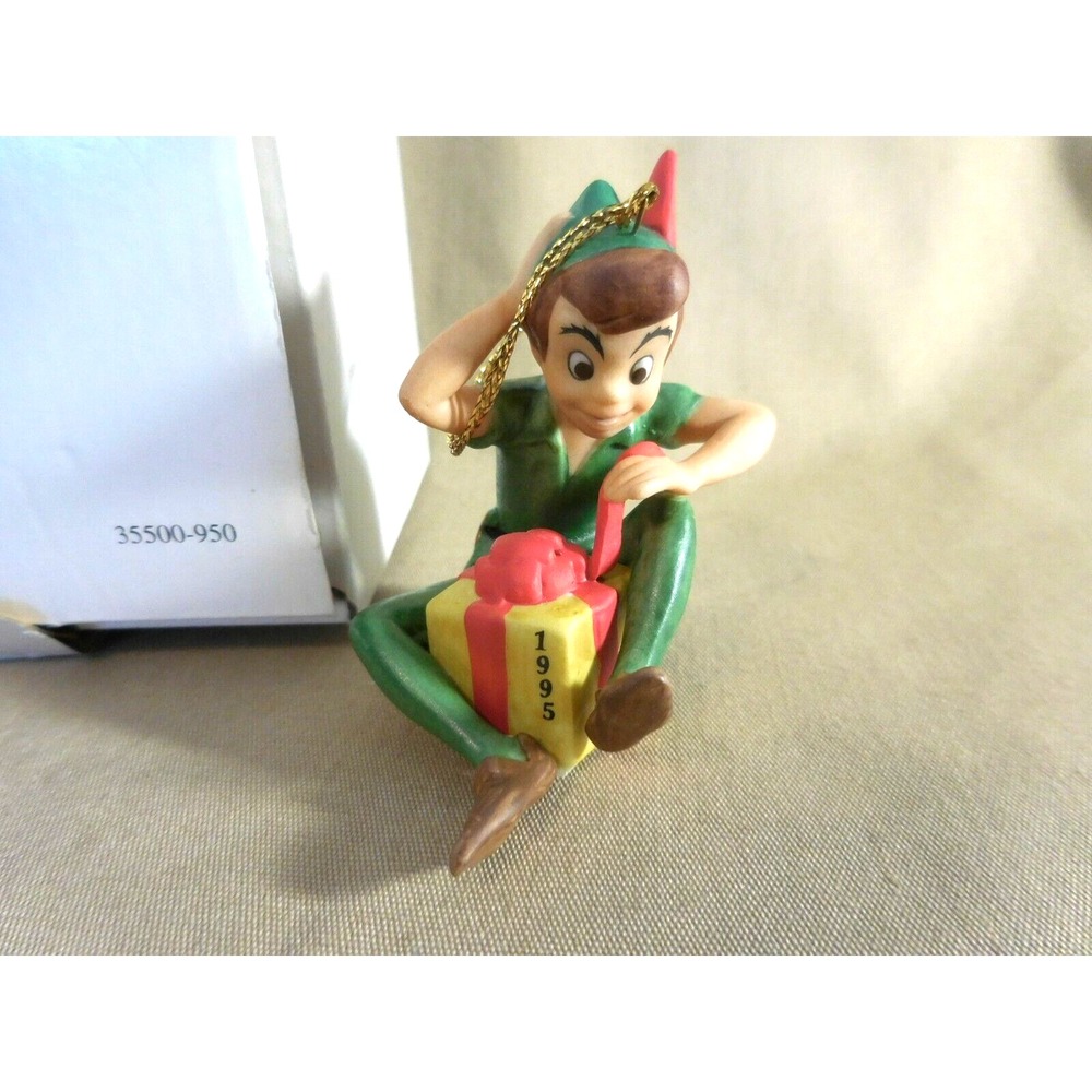Disney Grolier 1995 Peter Pan Gift Box Porcelain Christmas Ornament Figurine NEW